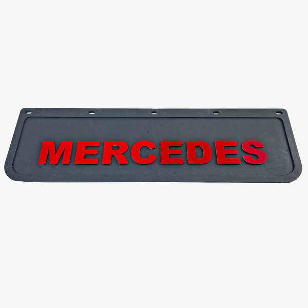 Spritzschutz Schmutzfänger Frontstoßstange Mercedes rot Schrift 600x180mm