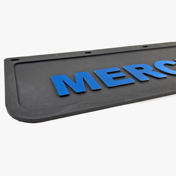 Spritzschutz Schmutzfänger Frontstoßstange Mercedes blau Schrift 600x180mm