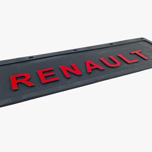 Spritzschutz Schmutzfänger Frontstoßstange Renault rot Schrift 600x180mm
