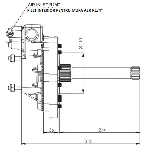 Nebenabtrieb mit Welle Kupplung Mercedes Actros MP3 MP4 0012600405