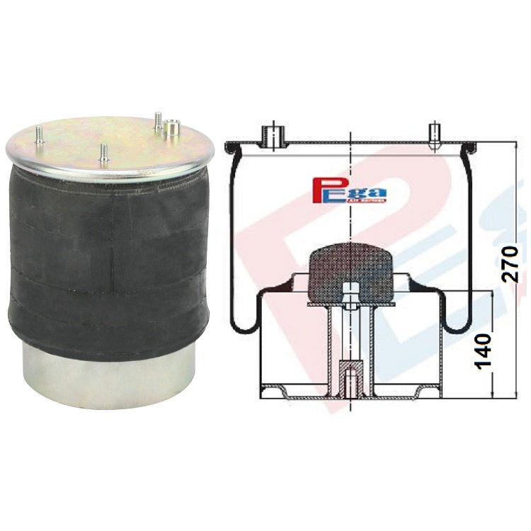 Luftfederbalg DAF XF95 | 0526651, 084.052-72A, 1154759, 1DF25-15, mit Metallkolben, Standard