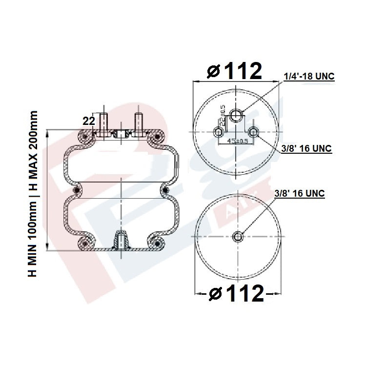 Zusatzluftfederbalg für Transporter und Anhänger A017606781 | mit Metallkolben