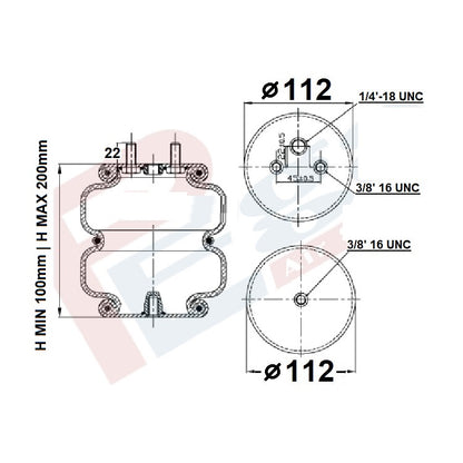 Zusatzluftfederbalg für Transporter und Anhänger A017606781 | mit Metallkolben