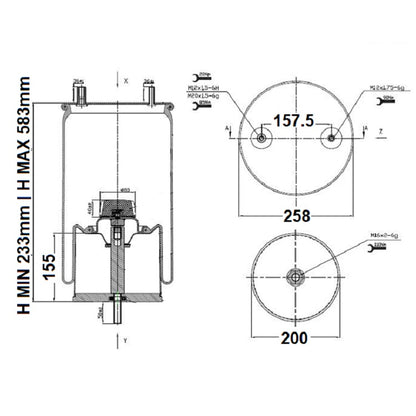 Luftfederbalg Sattelauflieger Gigant | V1DF21A-2, 166294, 2931412, mit Metallkolben, Standard