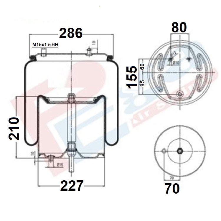 Luftfederbalg Scania | 6700NP02, 1R14-869, 1903608, 1944314, mit Metallkolben, Standard