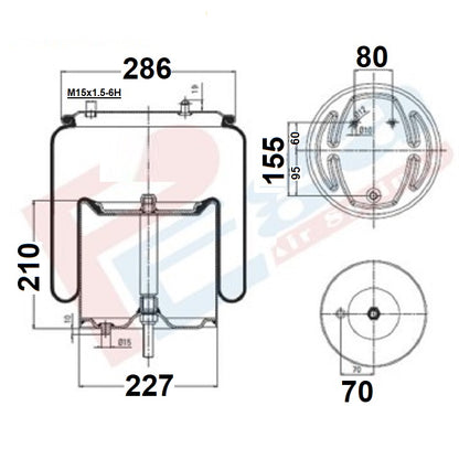 Luftfederbalg Scania | 6700NP02, 1R14-869, 1903608, 1944314, mit Metallkolben, Standard