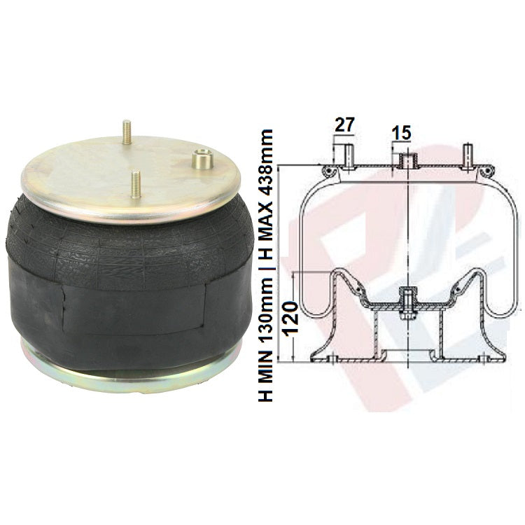 Luftfederbalg Renault Midlum Premium Magnum Scania 1T15M-4 | 4154NP05, W01M587283, mit Metallkolben, Standard