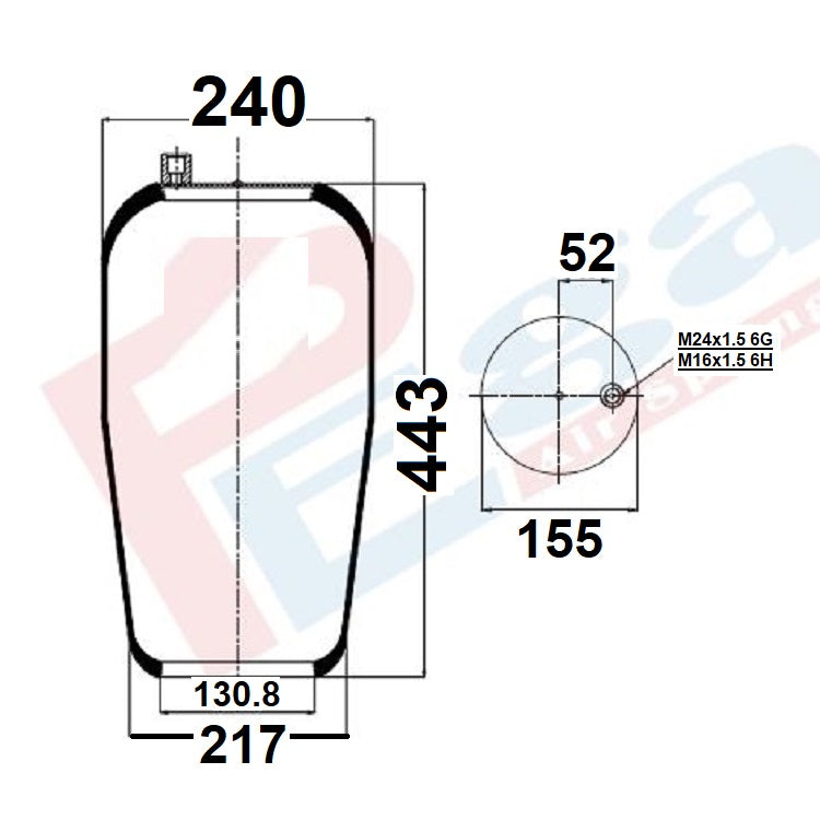 Luftfederbalg Mercedes Atego 1 950 Axor 375 | 9423280001, 9423280401, 4390N1, 3439001P, ohne Kolben, Standard