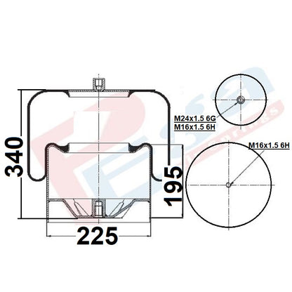 Luftfederbalg Mercedes Axor 375 34838P | 9463280001, 4838NP01, mit Metallkolben, Standard