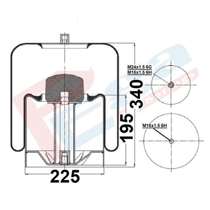 Luftfederbalg Mercedes Actros Atego Axor | 4838NP03, 9463200121, mit Metallkolben, Standard