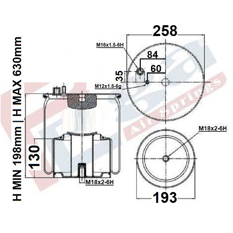 Luftfederbalg MAN TGA TGM TGS TGX | 81436006037, 4883N1P06, 39904, mit Metallkolben, Standard