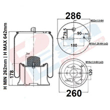 Luftfederbalg Sattelauflieger Viberti Cardi Rolfo Schmitz SAF | 112060, 1006553, mit Metallkolben, links, rechts