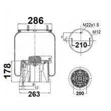 Luftfederbalg Sattelauflieger Achse SAF | 342924-KP, FT 552924-KP, 32924KPP, M8140, PH1D28B-11, 2923VK, mit Kunststoffkolben, Standard