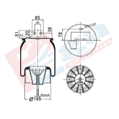 Luftfederbalg Antriebsachse Iveco Stralis Cursor | 41270462, V1E191, mit Kunststoffkolben, vorne, hinten, links