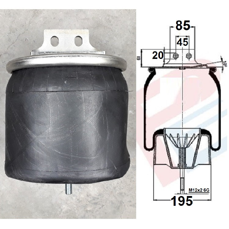 Luftfederbalg Antriebsachse Iveco Stralis Cursor | 41270463, mit Kunststoffkolben, vorne, hinten, rechts