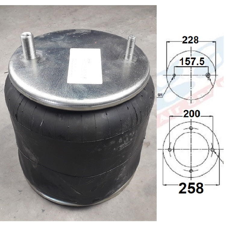 Luftfederbalg Sattelauflieger Achse ROR Meritor | 4156NP15, 4156NP06, 21216135, 21215761, mit Metallkolben, Standard