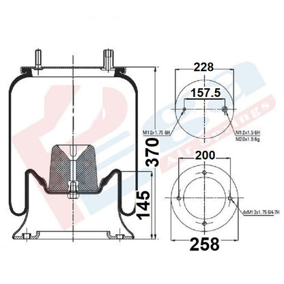 Luftfederbalg Sattelauflieger Achse ROR Meritor | 4156NP15, 4156NP06, 21216135, 21215761, mit Metallkolben, Standard