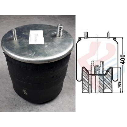 Luftfederbalg Sattelauflieger Fruehauf mit Achse ROR Meritor | 4157NP10, UJB0975, D12B29, 1T15MPW-7, W01M586315, mit Kunststoffkolben, Standard