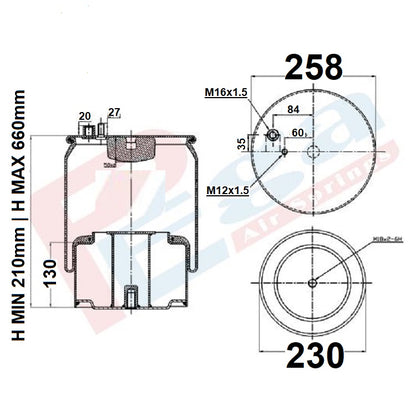 Luftfederbalg MAN TGA TGS TGX | 81.43600.6040, 4705N1P04, 4705N1P01, mit Metallkolben, Standard