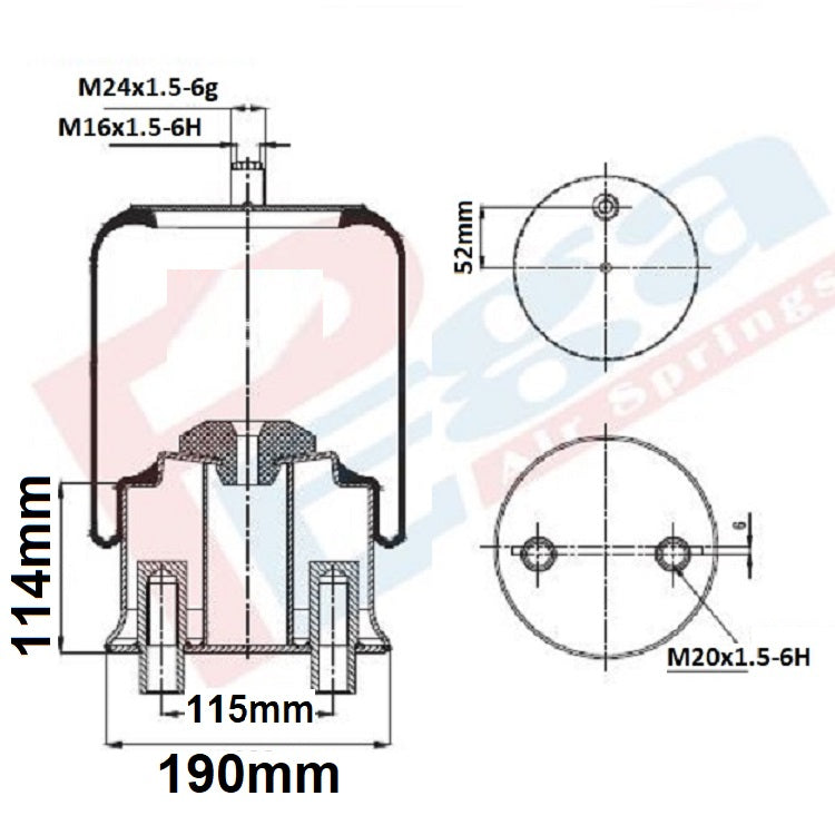 Luftfederbalg Mercedes Atego | A9743200117, 9423204521, 9743200017, mit Metallkolben, Standard
