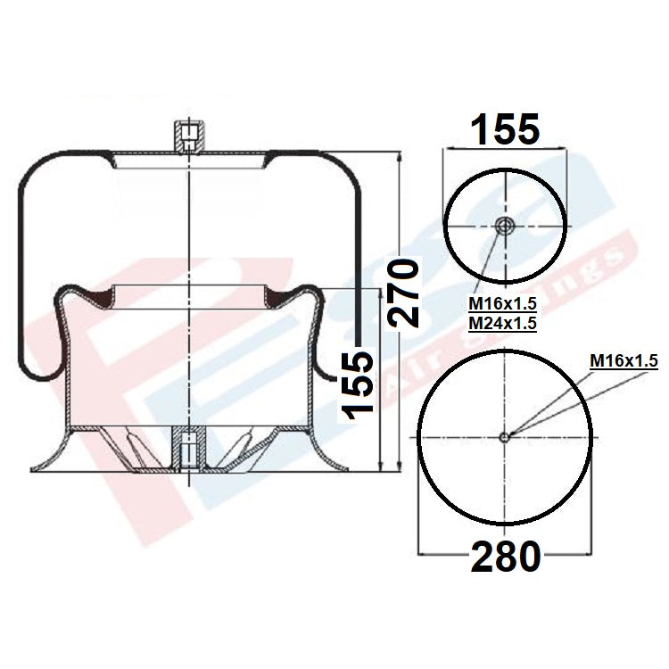 Luftfederbalg Mercedes Actros Atego Axor | 9453270001, 9453200017, 9423204821, 135852, mit Metallkolben, Standard