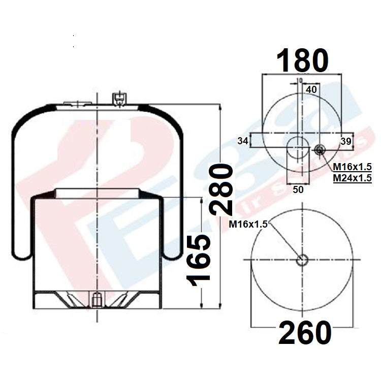 Luftfederbalg Mercedes Atego Axor Actros 2 3 | 9423202221 9423206821 3753200021, 4183NP25, mit Metallkolben, Standard