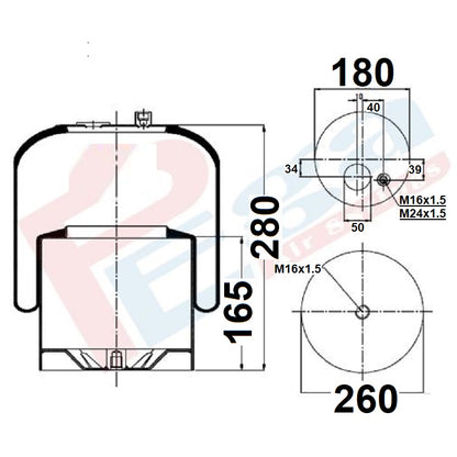 Luftfederbalg Mercedes Atego Axor Actros 2 3 | 9423202221 9423206821 3753200021, 4183NP25, mit Metallkolben, Standard