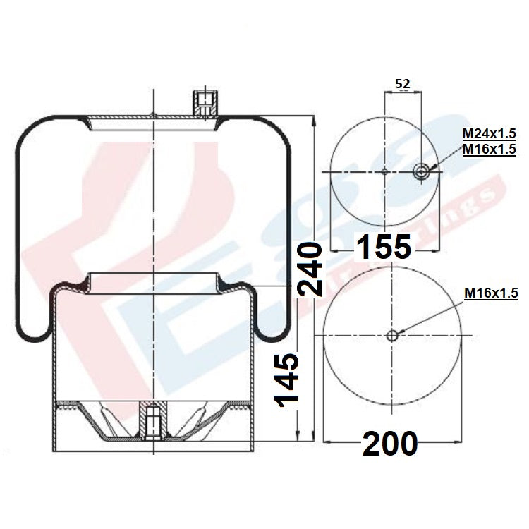 Luftfederbalg Mercedes Actros MP1 MP2 MP2 | 9423200621 9423205321, 4391NP01, 4391NP21, mit Metallkolben, hinten, links, rechts