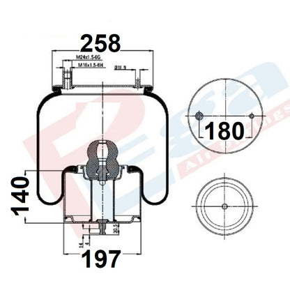 Luftfederbalg Renault Premium Kerax | 4929 N P01 RT, 34929 P, mit Metallkolben, vorne, links, rechts