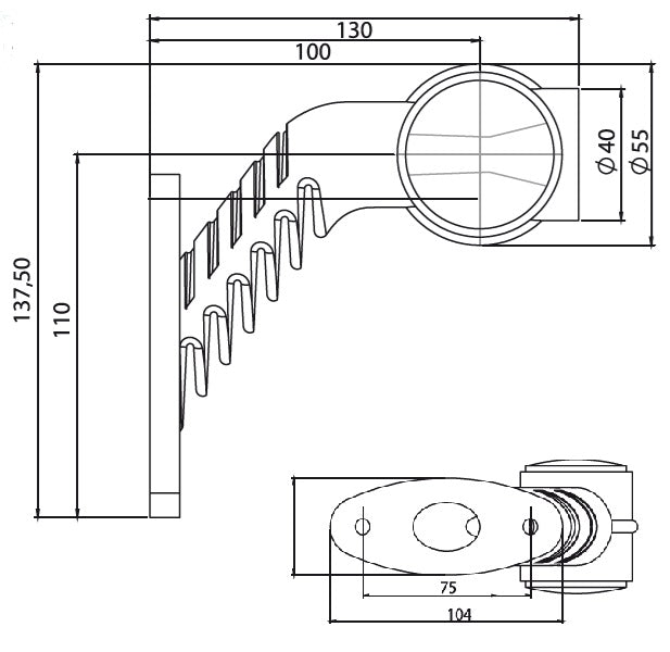Umrissleuchte LED 24V seitlich 1300mm 720206
