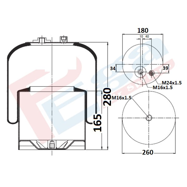 Luftfederbalg Mercedes Actros MP2 MP3 Axor Atego | 9423202321, 9423206921, 9423201321, 9423201421, mit Metallkolben, hinten, links, rechts