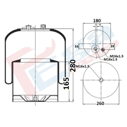 Luftfederbalg Mercedes Actros MP2 MP3 Axor Atego | 9423202321, 9423206921, 9423201321, 9423201421, mit Metallkolben, hinten, links, rechts