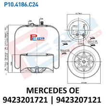 Luftfederbalg Mercedes Actros Axor Arocs | 9423201721, 9423207121, 4186NP24, mit Metallkolben, hinten, links, rechts