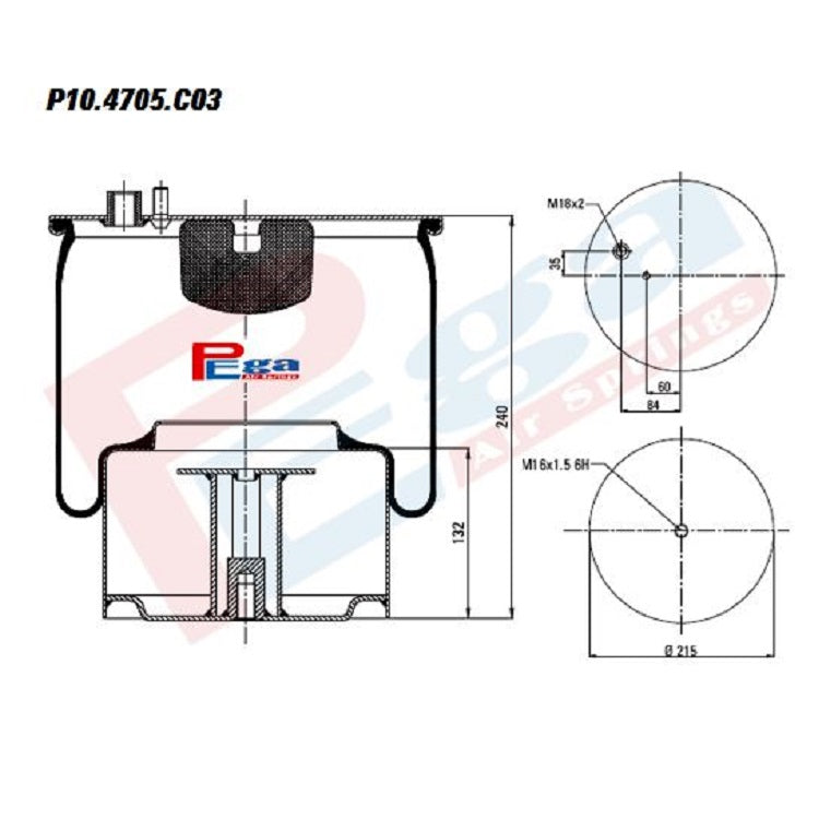 Luftfederbalg MAN TGA TGS TGX | 4705 N1 P03 P01, 81.43600.6039, mit Metallkolben, Standard