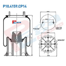 Luftfederbalg Sattelauflieger Fruehauf ROR Meritor | 4159NP06 4159NP14 UJA0894001 W01M587548, mit Kunststoffkolben, Standard