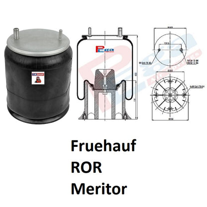 Luftfederbalg Sattelauflieger Fruehauf ROR Meritor | 4159NP06 4159NP14 UJA0894001 W01M587548, mit Kunststoffkolben, Standard