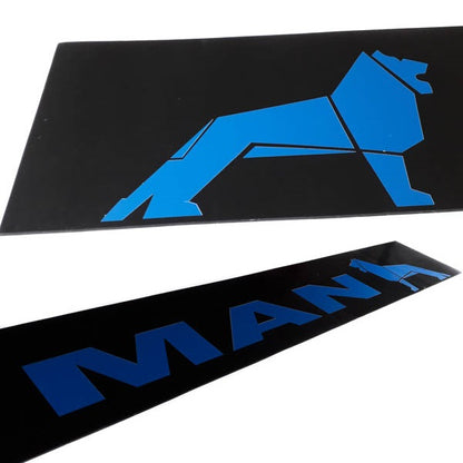 Schmutzfänger Sattelauflieger MAN blau auf schwarz | 40x240cm