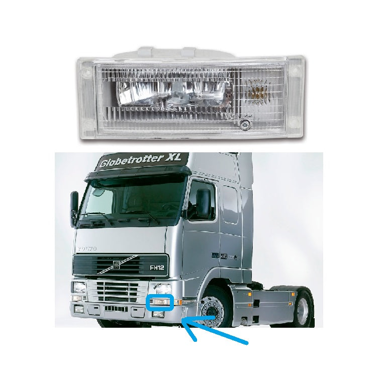 Nebelscheinwerfer mit Positionsleuchte links Volvo FH FM 7/ 10/ 12/ 16, OE 1063221, 20360273, 3980334 | 1993-2003, mit Fasung