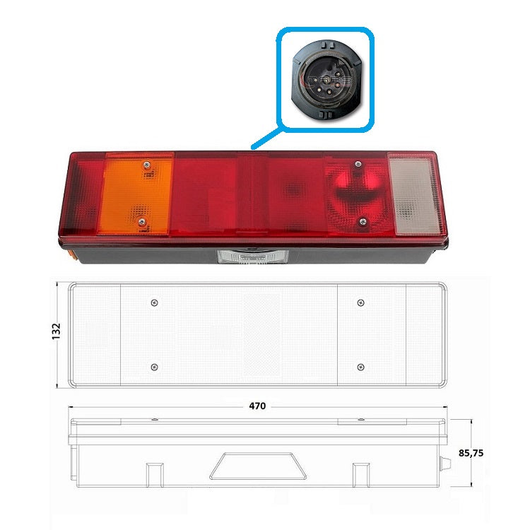Bremsleuchte Rückleuchte hinten links MAN F 90 L M 2000 mit Rundstecker