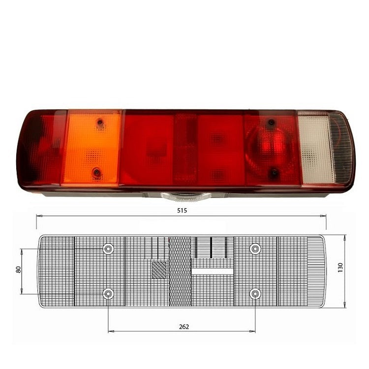 Bremsleuchte hinten links Volvo FL6 FM FH 7/ 9/ 10/ 12/ 16, NH, mit Kabel, mit Nummernlampe | 1998-2006